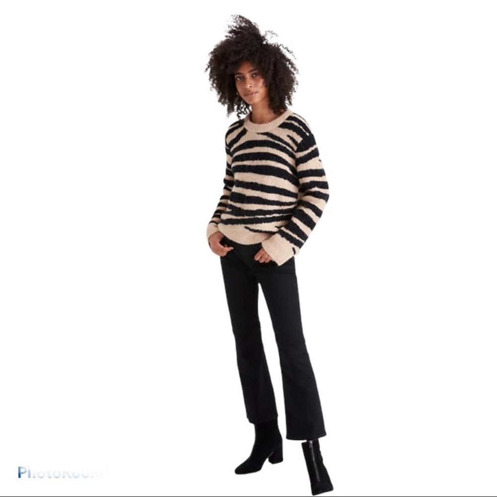 Madewell Tiger Stripe Shrunken Pullover Sweater